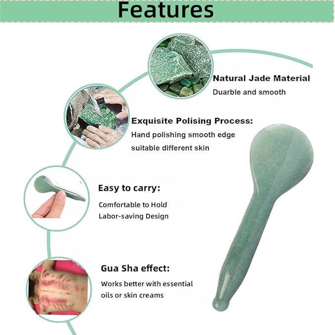 Jade Gua Sha Massage Tools Facial Tool Natural Green Gua Sha Anti Aging Facial Skin SPA for Rejuvenate Skin Anti-Wrinkle Anti Aging