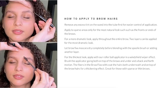 elke BROW FIXX (Brunette) fiber-rich ingredients adds natural thickness unique roller ball applicator long-lasting wear water resistant non-flaking (Brunette)