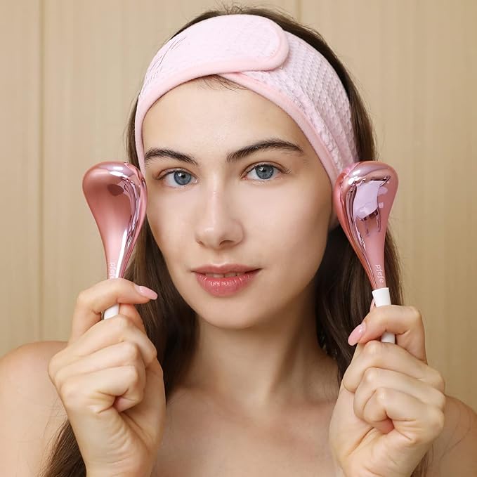 Cryo Sticks for Face, Ice Globes Cryo Globes for Facials, Esthetician Supplies Gifts, Unbreakable Stainless Steel Ice Roller Cooling Spa Balls with Storage Case