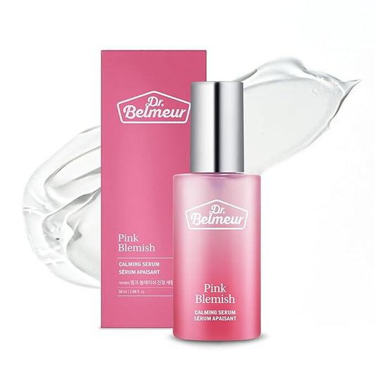 DR. BELMEUR Pink Blemish Calming Serum (1.7fl oz) - Hydrating, Soothing Korean Skin Care for Sensitive Skin. Vegan Hyaluronic Acid, Niacinamide.