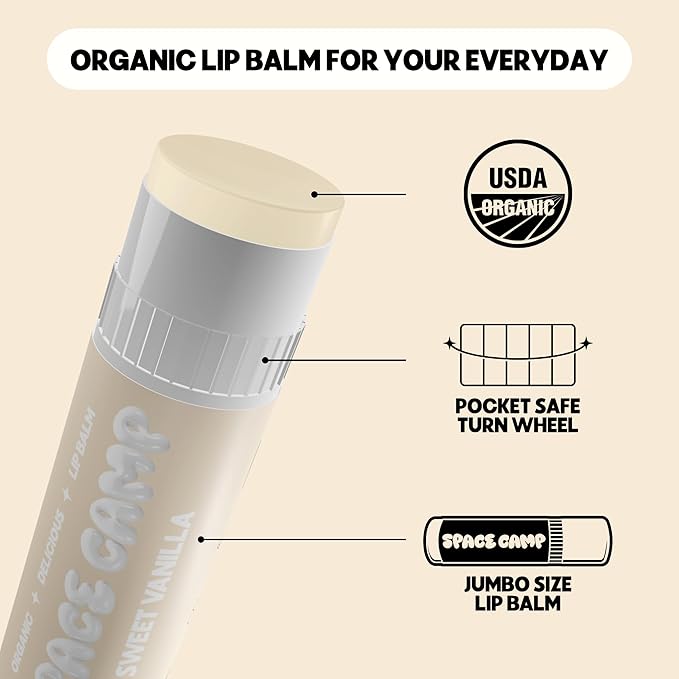 Wellness Jumbo Lip Balm - Sweet Vanilla Organic Flavored Balm (2 Pack)