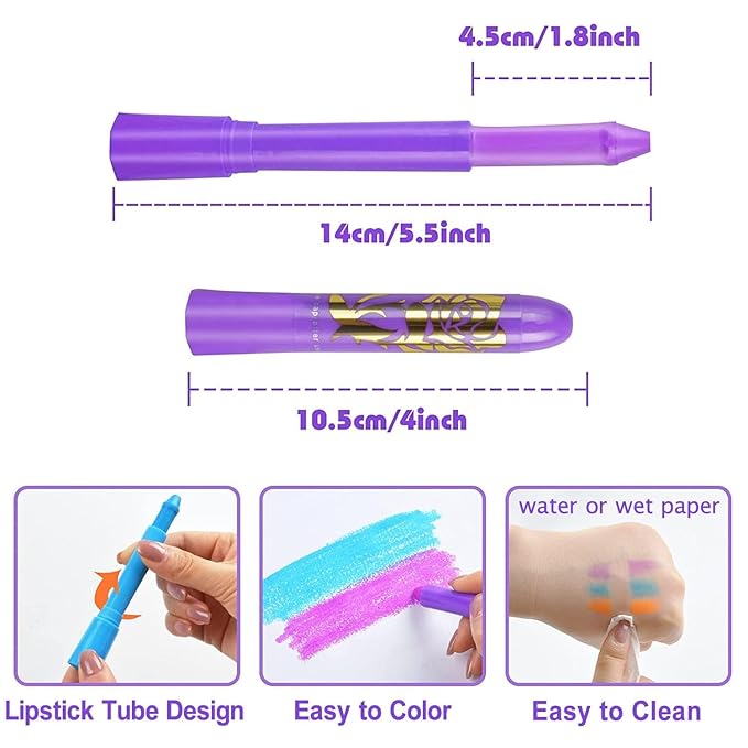 12 Pcs Glow in The Light Body Face Paint, Face Painting Kit, UV Crayons Kit Fluorescent Body Paints for Adults for Birthday Party Halloween Masquerade Makeup Outdoor for Kids