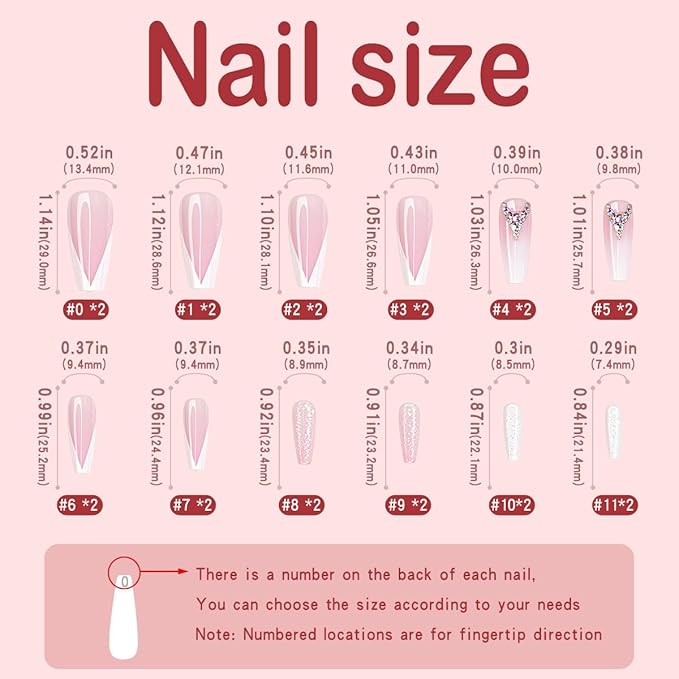 Yivaiks French Nude White Press on Nails Medium | Long Coffin Ballerina glitter Diamond Crystal Glossy Fake Acrylic Nails False Tips Manicure for Women and Girls…