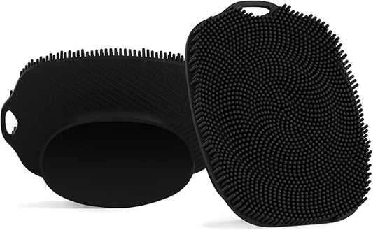 2 PCS Face Scrubber, Soft Silicone Face Exfoliator with Suction Cup for Man and Women Deep Skin Clean, Gentle Facial Cleaning Brush Suitable for All Sensitive Skin (Black)