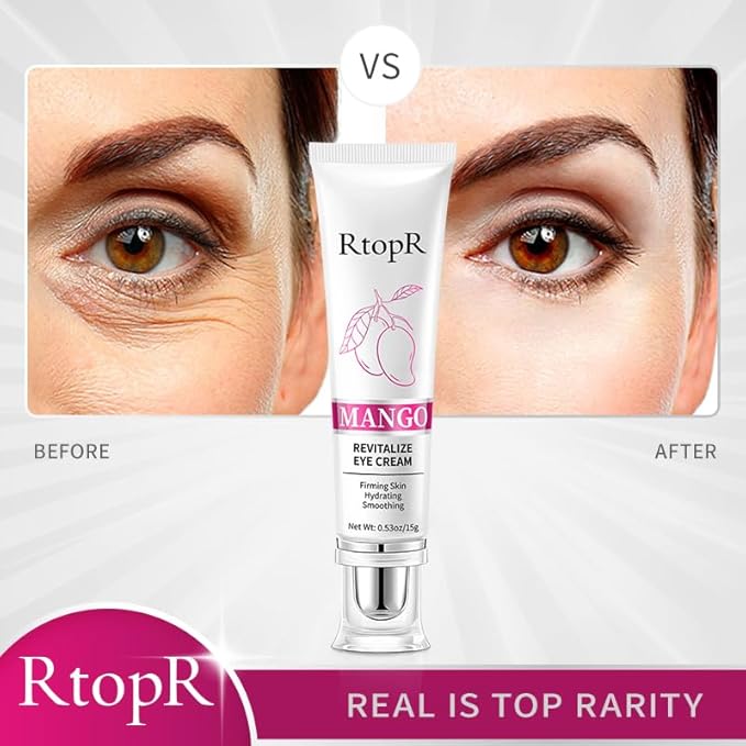 RtopR Mango Firming Eye Cream, Under Eye Cream for Dark Circles and Puffiness, Firm and Smooth the Look of Fine Lines, Smoothes the Skin Around the Eyes