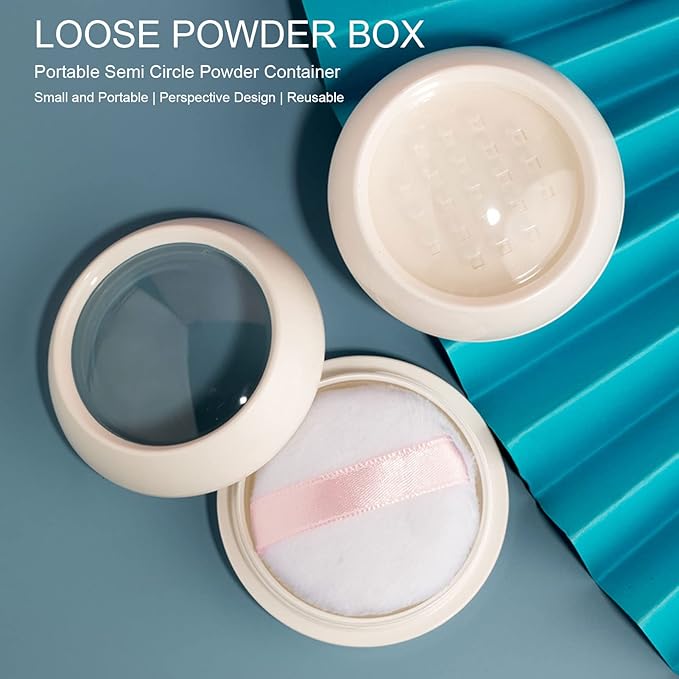 Dioche Loose Powder Container with Puff Sifter Lids,