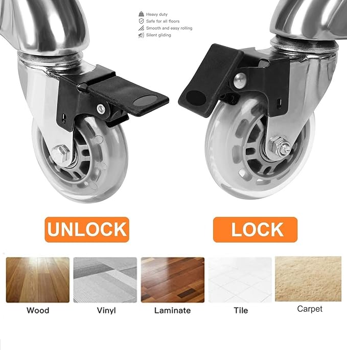 Adjustable Heavy Duty Stool - Rolling Stools with Locking Caster Wheels - Swivel Stools Backless Chair for Home Kitchen Office Shop Tattoo Lash Tech Pedicure(Off White, Height 22 to 30 in)