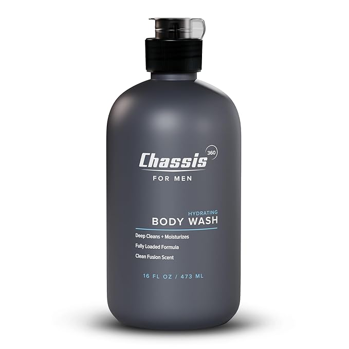 Chassis 360 Men's Body Wash - Maximum Hydration Liquid Body Cleanser for Men - Triple Foam Formula with Clean Fusion Scent - Suitable for All Skin Types - Sulfate & Paraben Free - 16 Fl Oz Bottle