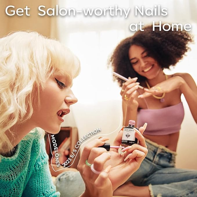 modelones Nude Gel Nail Polish Set, 6 Colors Glitter Neutral Pink Gel Polish Brown Tan All Seasons Skin Tones Soak Off LED Soapnails Manicure Salon DIY Home Starter Kit Holiday Gift for Women Girl