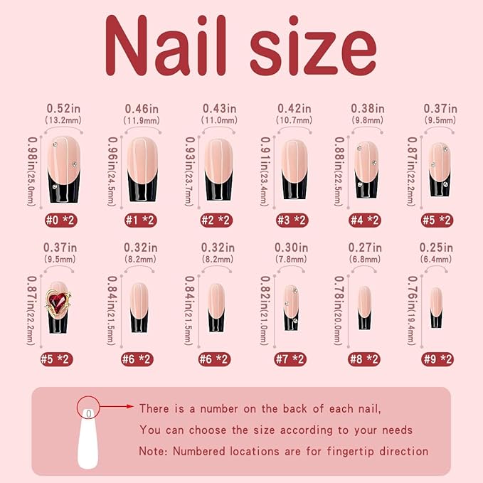 Yivaiks French Tip Nails - Black Press On Coffin Nails, Acrylic, 24pcs