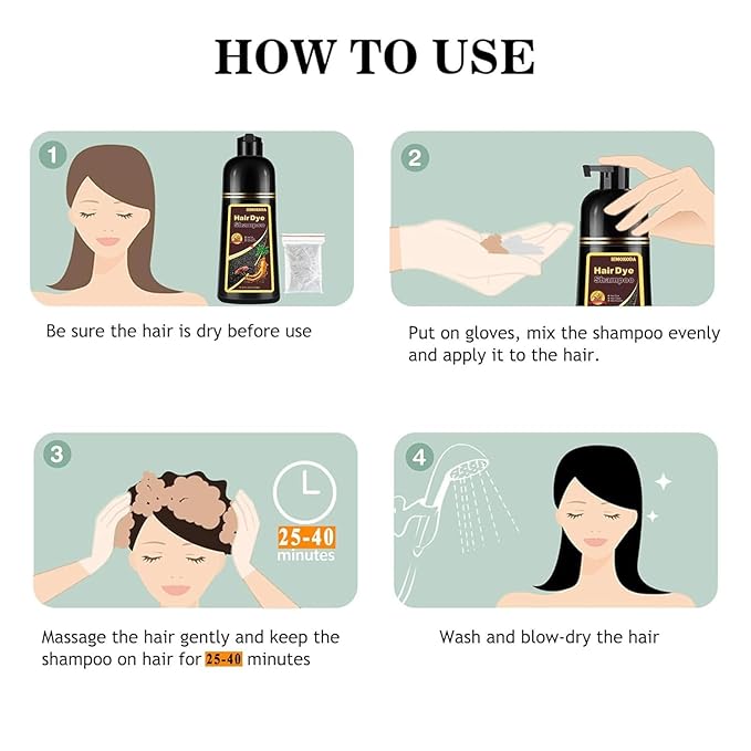 Dark Brown Hair Dye Shampoo 3 in 1 for Gray Hair, Long-lasting & Natual Hair Color Shampoo, Herbal Ingredients Natural Shampoo Hair Dye Effect in Minutes, Gifts for Men Women 500ml