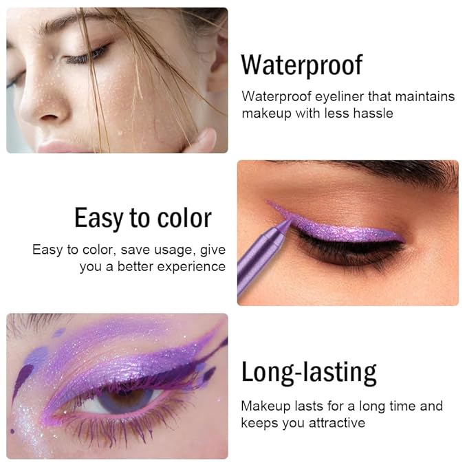 evpct Purple Eyeliner Pencils for Eyes, Voilet Lavender Purple Colored Eye Liner Pencil Makeup Waterproof Smudge Proof, Colored Gel Waterline Eyeliner Liquid, Face Eye Paint Stick Halloween Makeup 13