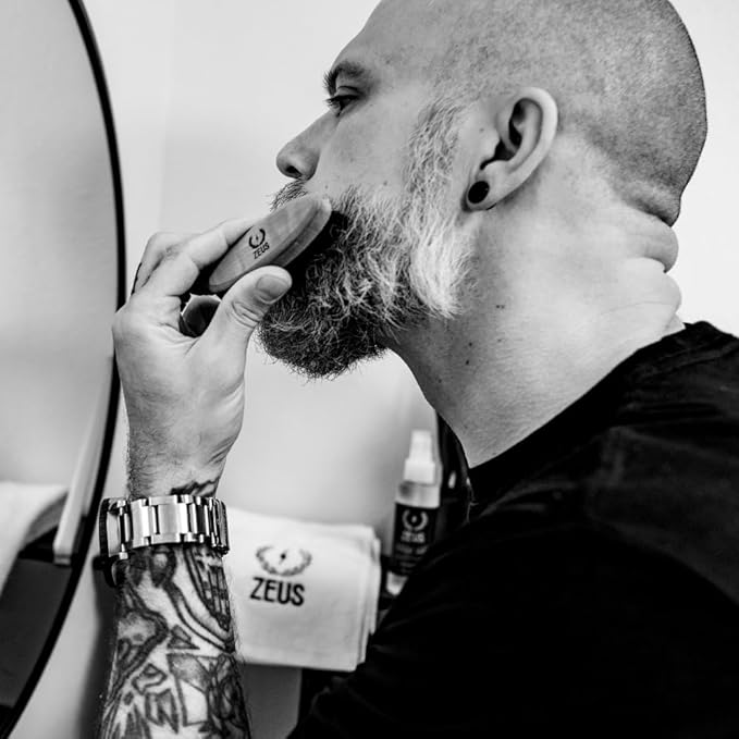 ZEUS Pocket Beard Brush, 2 PACK – (1) SOFT & (1) FIRM Bristle Boar Hair Beard & Mustache Brushes – MADE IN GERMANY