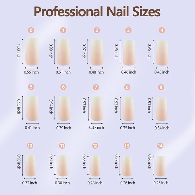 Misssix Ombre Gel Nail Tips, 150Pcs White Gradient Press on Nails Long Square, No Need to File Tips Pre-lasting, Fake Nails for Nail Art DIY 15 Sizes