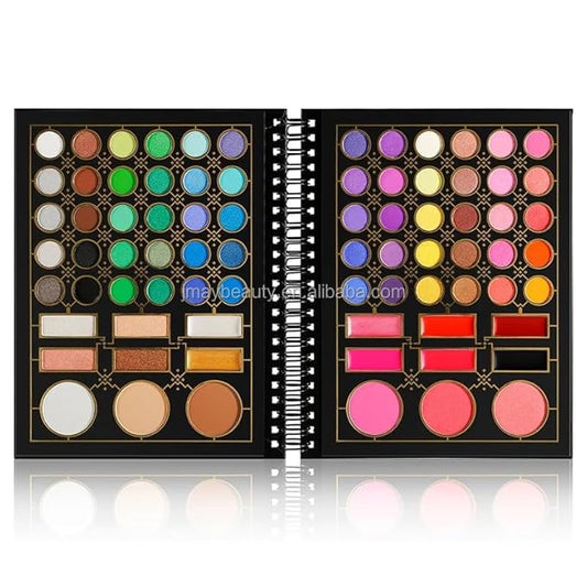 NATURAL GLARE makeup pallet All in one makeup pallet notebook contains 78 colors, setting powder, Bronze, Blush, Lipstick, ans of course our lovely eye shadows. the colors bring out all seasons.