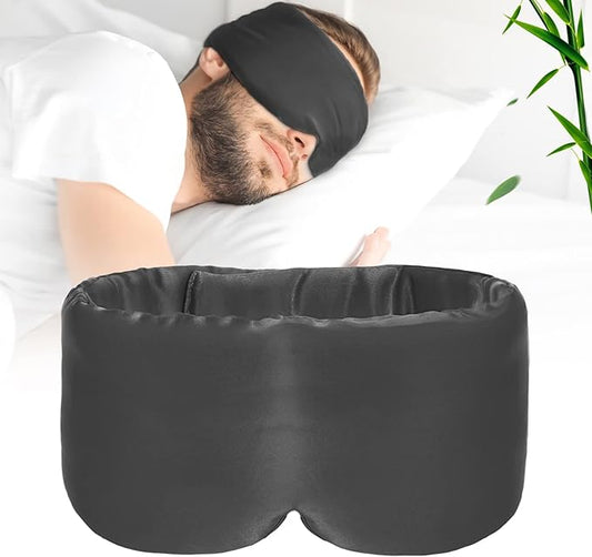 100% Handmade Bamboo Sleeping Eye Mask for Women for Men,Night Masks,Organic Sleep Mask,Blockout Eye Mask for Sleeping,Large Size Adjustable (1 PC, Dark Grey)