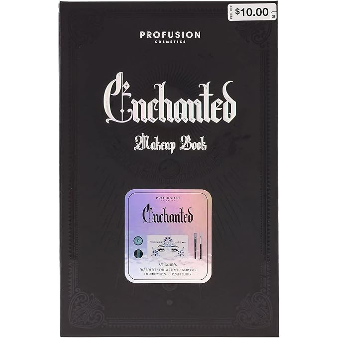 Profusion Cosmetics 5-pc Makeup Look Book, Long Lasting Eye Makeup for Women Eye Brightening Pressed Glitter with Eyeshadow Brush and Black Eyeliner, Easy To Clean and Convenient Makeup Sharpener