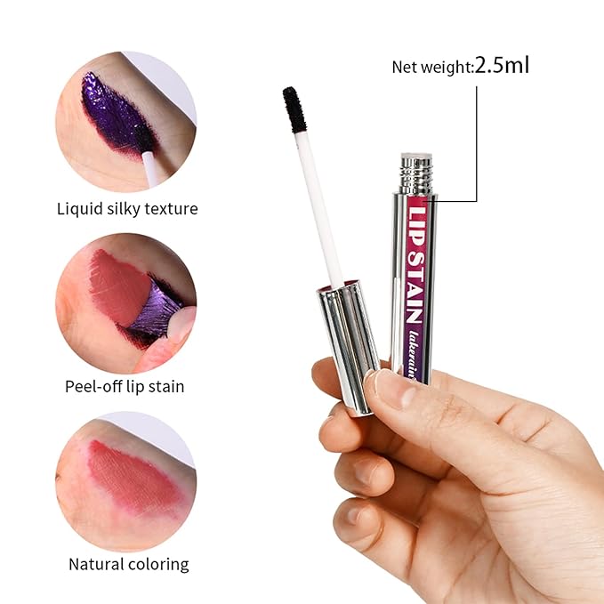Petansy Peel Off Lip Tint 3 Colors Detachable Lip Liner Long Lasting Waterproof Matte Lip Gloss Liquid Lipstick Pigmented Lip Pencil (3Colors/Set)