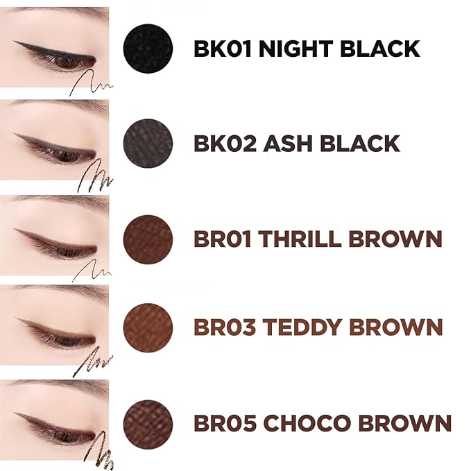 THESAEM Eco Soul Powerproof Super Slim Eyeliner - Smudge Proof Gel Eyeliner - Micro Precision Tip (2mm) - Highly Pigmented & Long-lasting Eye Makeup Glides on Smoothly, 0.1g (BR03 Teddy Brown)