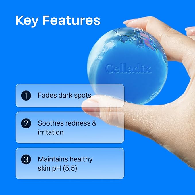 Celladix Crystal Facial Cleansing Soap with Tray – Gentle Morning Cleanser for Oily Skin, 0.00% Irritation, korean skincare 3.17oz (90g) 1ea
