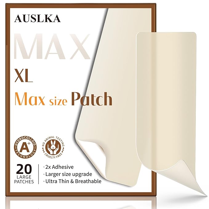 AUSLKA Large Blemish Zit Patches XL - 20 Strips - Hydrocolloid Dots -Blemishes Patch - Zit Breakouts - Blemishes Stickers - Max Size