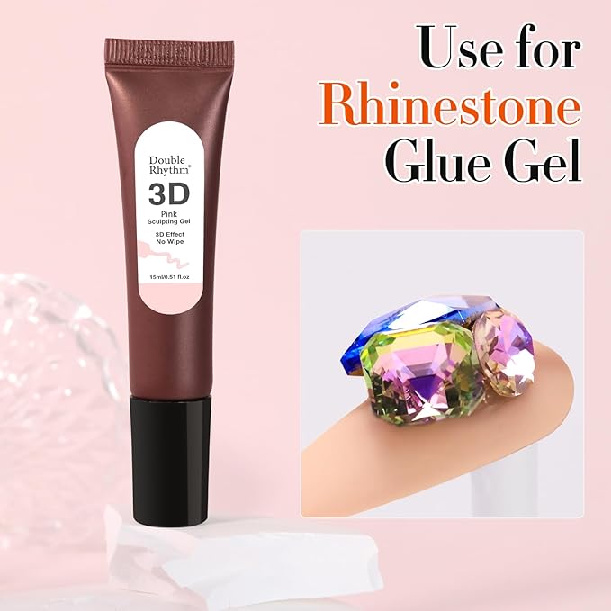 Double Rhythm 0.5 Oz 3D Nail Gel Nail Art Sculpting Gel No Wipe Gel Polish for Nail Designs DIY Nail Art for Drawing, Molding, Sculpture and Decoration (3D Sculpting Gel Pink)