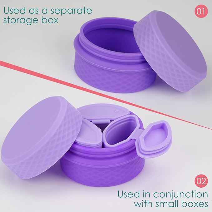 2 Pack Silicone Makeup Containers, Leak-Proof Travel Cosmetic Jars for Creams with Lid, Travel Essentials Accessories for Toiletries (Pink, Purple)