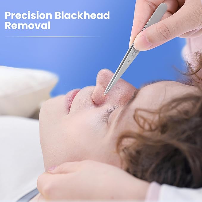 Pointed Tweezers for women Facial hair, Precision Tweezers for Eyebrows, Chin Hair，Ingrown Hair, Splinters, Glass Removal（Silver）