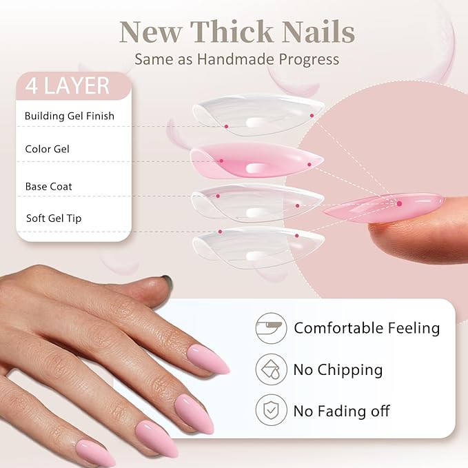 Hot Pink Press on Nails Short Almond Fake Nails Press ons, Thick Solid Color Neon Glue on Nails Short False Nails Medium Almond Nails Oval Round Shaped Nails for Women, 24Pcs Natural Acrylic Gel Nails