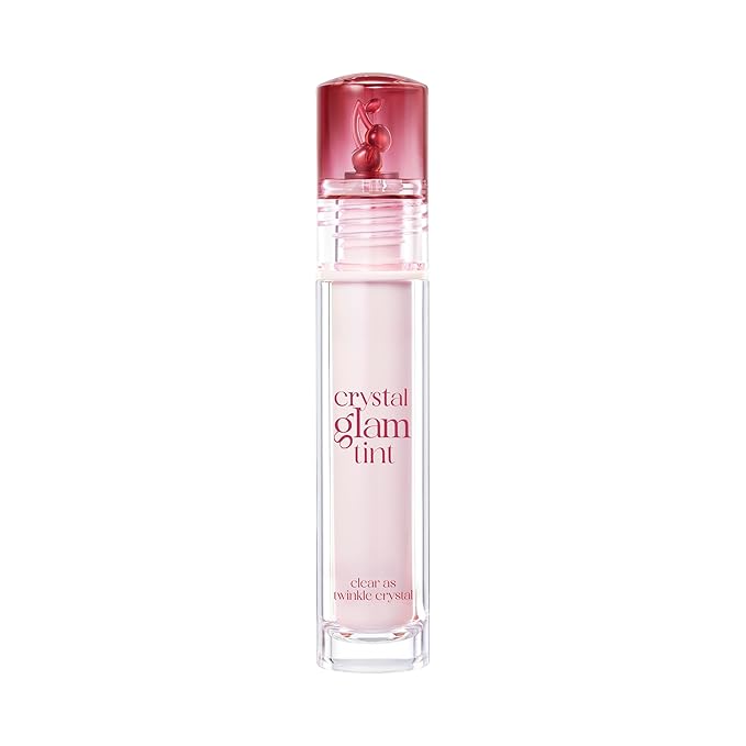 CLIO CRYSTAL GLAM TINT (CHERRY SERIES 028 DRY CHERRY), Glossy Finish, Lightweight, Buildable, Glass-Like, Smoothing, Long-Lasting, Vivid, Transparent, Shiny, Moisturizing Lip Stain, Korean Lip Tint