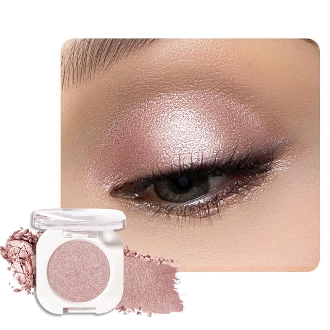Champagne Shimmer Single Eyeshadow Makeup, Neutral Powde Eye Shadow for Women, Rose Gold Sheer Glitter Singles Eyeshadow Palette Pigmented Waterproof, sombras para ojos,Girls Eyeshadows Gift