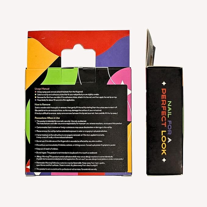 Perfect Look Press On Nails - Black Mirror | No Glue One-Day Short Square Nails, Glossy Jet Black Fake Nails with Gloss Finish - 24 Pcs Nail Kit with Adhesive Tabs