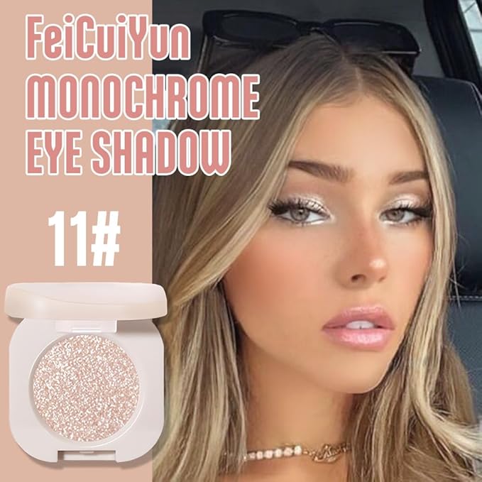 Glitter Shimmer Sparkle Eye Shadow Palette Makeup for Green Blue Eyes, Pearl White Silver Glitter Shimmer Metallic Holographic Multichrome Cream Iridescent Single Monochrome Eyeshadow Makeup