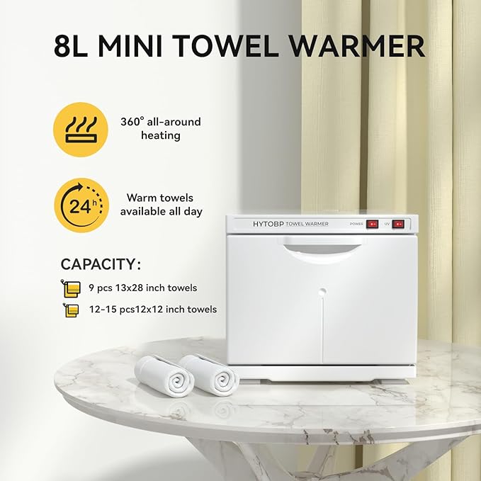 Hot Towel Warmer, 8L Towel Warmers Spa, Small Towel Warmer Professional Mini Towel Warmer Cabinet for Facial, Towel Warmer Esthetician Towel Heater for Beauty&Salon(8L-White)