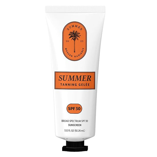 Summer Gelée Tanning Lotion Gel Outdoor, USA MADE, SPF 30, Hydrating Tanning Gel, Moisturizing Tanning Oil, Quick Absorb, Faster Darker Tan Accelerator, Broad Spectrum, Sun UVA/UVB Protection, 3.12 OZ