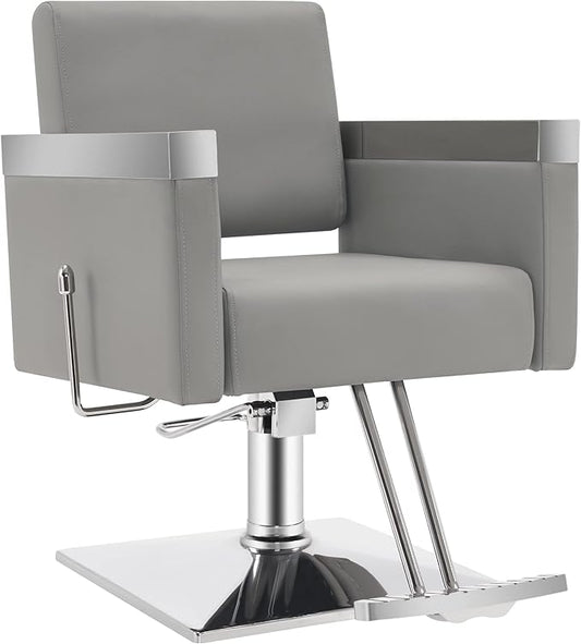 BarberPub Classic Recline Hydraulic Barber Chair Salon Spa Chair Hair Styling Beauty Equipment 3021 (Grey)