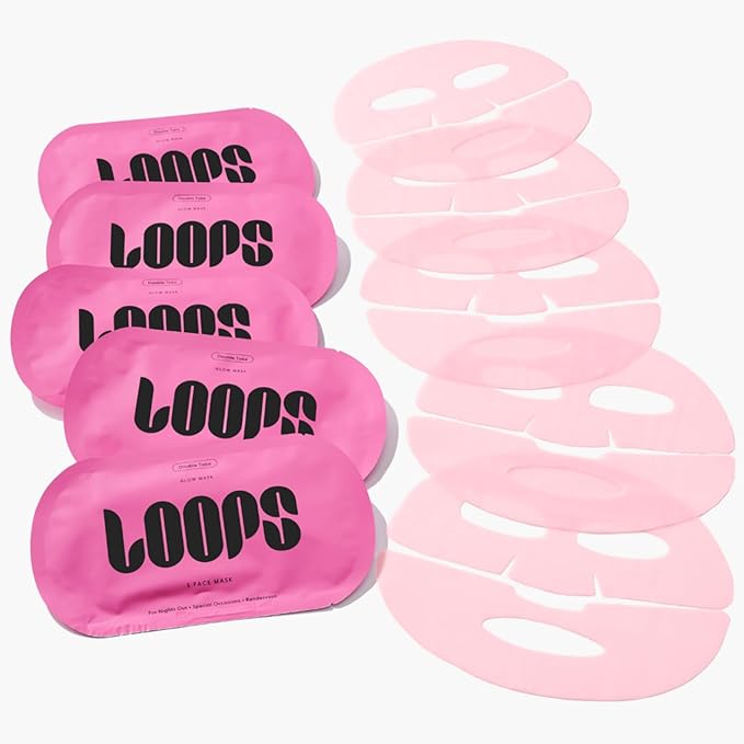 LOOPS DOUBLE TAKE - Hydrogel Korean Face Mask - Calms & Soothes Skin’s Surface - Helps Refine Pores and Luminous - For All Skin Types - 5 pc