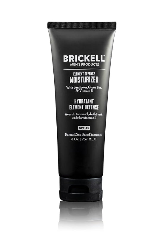 Brickell Men's Element Defense SPF45 Moisturizer for Men, Natural & Organic, Zinc Oxide Mineral Sunscreen, Hydrates and Protects Skin Against UVA/UVB Rays, 8 Ounce, Unscented