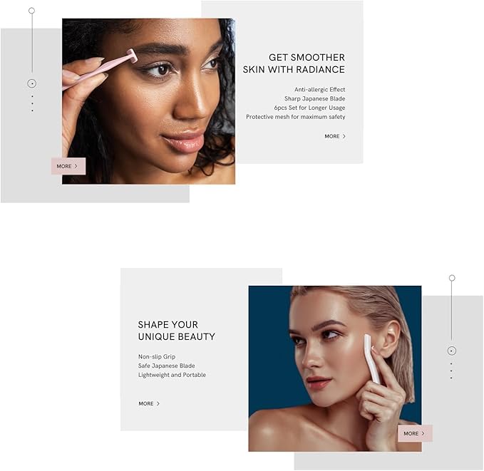 Eyebrow Razors w/Dermaplane Razors Set - Japanese Premium Quality Blades - Small Face Razors for Peach Fuzz and Fine Hair, Multipurpose Exfoliating Dermaplaning Tools for Women and Men