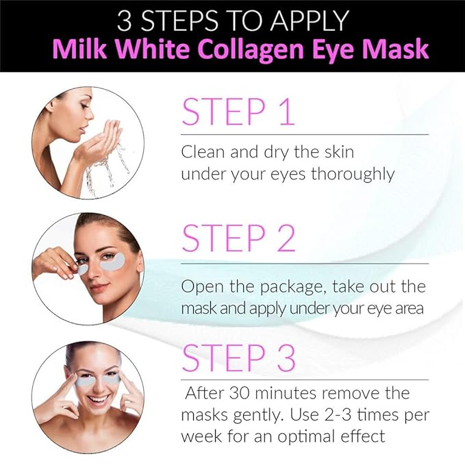 Under Eye Patches - 30 Pairs Collagen Eye Mask Eye Patches for Puffy Eyes and Dark Circles, Anti Aging Moisturizing Gel Eye Pads Under Eye Mask, Milk White