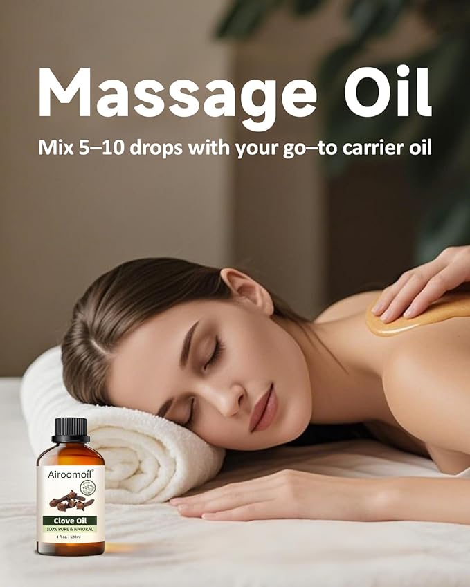 Pure Clove Essential Oil, 100% Pure Natural Clove Essential Oil, Premium Grade Essential Oils for Diffusers for Home, Skin, Care Massage, Soap Making, Aromatherapy, 4 Fl Oz | 120ml