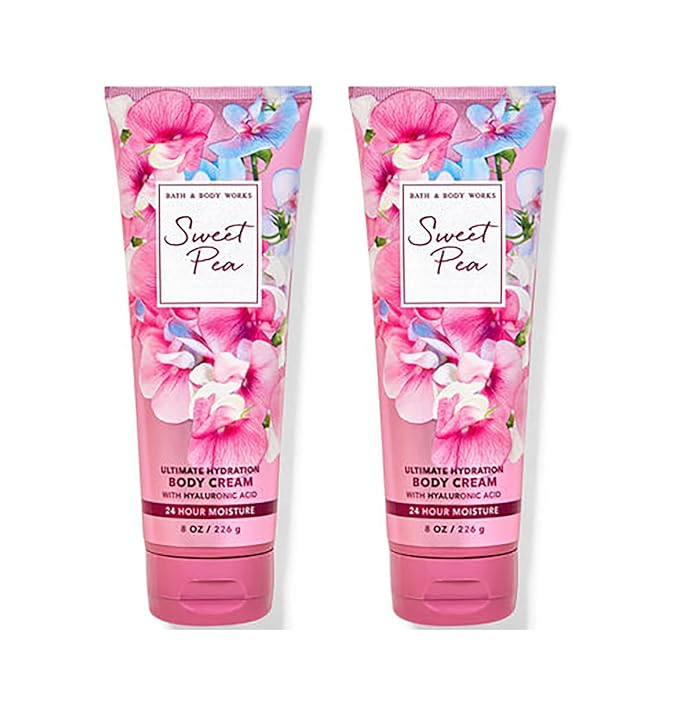 Bath and Body Works Sweet Pea 2 Pack Ultra Shea Body Cream 8 Oz. (Sweet Pea)