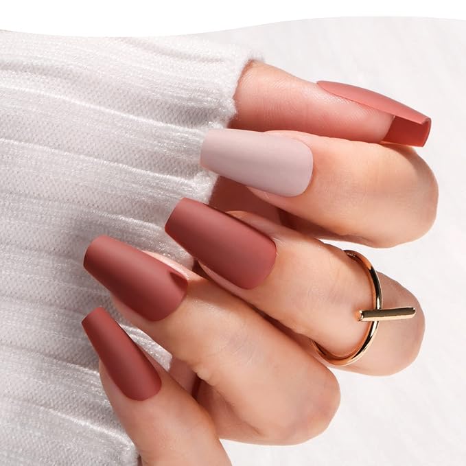 FANDAMEI Press on Nails Short Square, 12 Packs 288PCS Acrylic Matte Square Fake Nails Full Cover Medium Length, Glue on Nails with 10g Nail Tips Glue, 12 Solid Color False Nails for Nail Art DIY