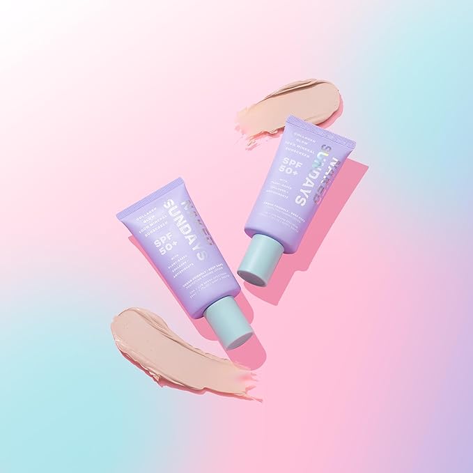 Naked Sundays SPF 50 Mineral Facial Sunscreen, Hydrating SPF with Zinc Oxide, Primer & Sheer Tint for Healthy Glow - 2 pack