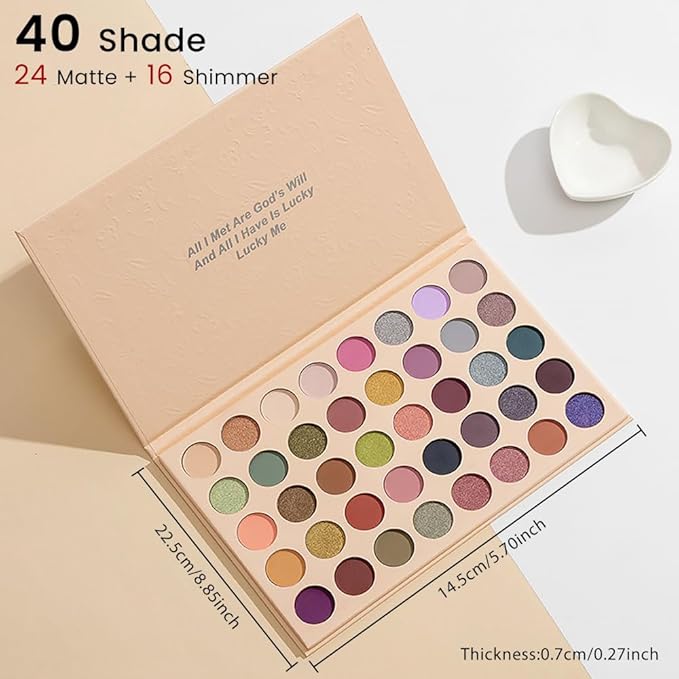 40 Girds Matte Shimmer Colorful Eyeshadow Palette for Teen Girl's Eye Makeup,High Pigmented Eye Shadow Primers Powder Palet de sombras de ojos