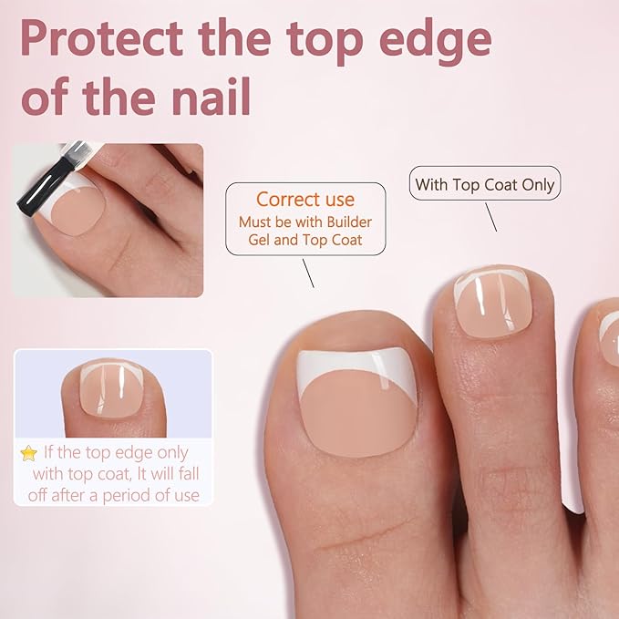 Misssix French Tip Press on Toe Nails, 150Pcs French Square Toe Nail Tips, Soft Gel False Toenail, Acrylic Soak off Fake Toe Nails for Women Nail Art DIY 15 Sizes