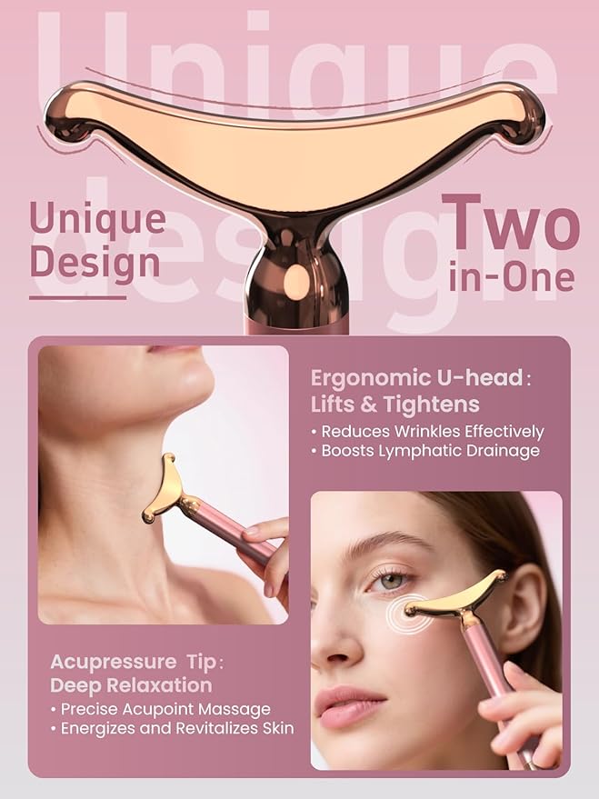 Face Massager Tool/Facial Massager Pro: Electric Lifting Device for Face & Neck - Anti-Aging Skin Firming, Reducing Wrinkles/Dark Circles - at-Home Facial Sculptor