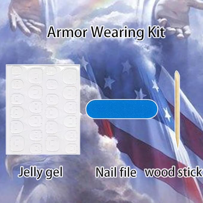 24Pcs 4th of July Press on Nails Short Square Fake Nails Red Blue Line False Nails with White Star Design Silver Glitter Stick on Nails Full Cover Artificial Glue on Nails Cute Nail Supplies for Women