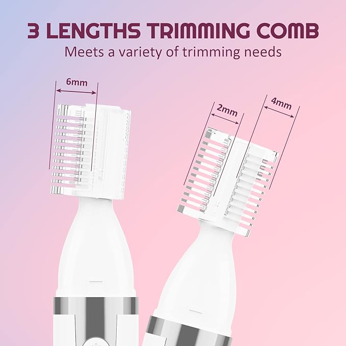 Eyebrow Trimmer Electric Eyebrow Razor, Rechargeable Facial Hair Shaver Painless Detail Trimmer with Rinseable Blade for Face Beard Neck (White)