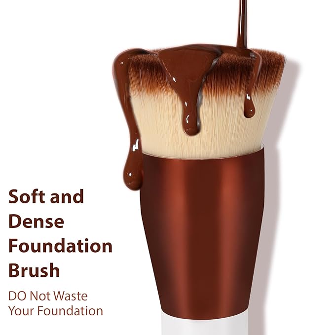 Daubigny 1.5" Top Diameter Foundation Brush - Premium Makeup Brush, Perfect For Liquid Makeup, Cream, Buffing, Blending (White Gold)